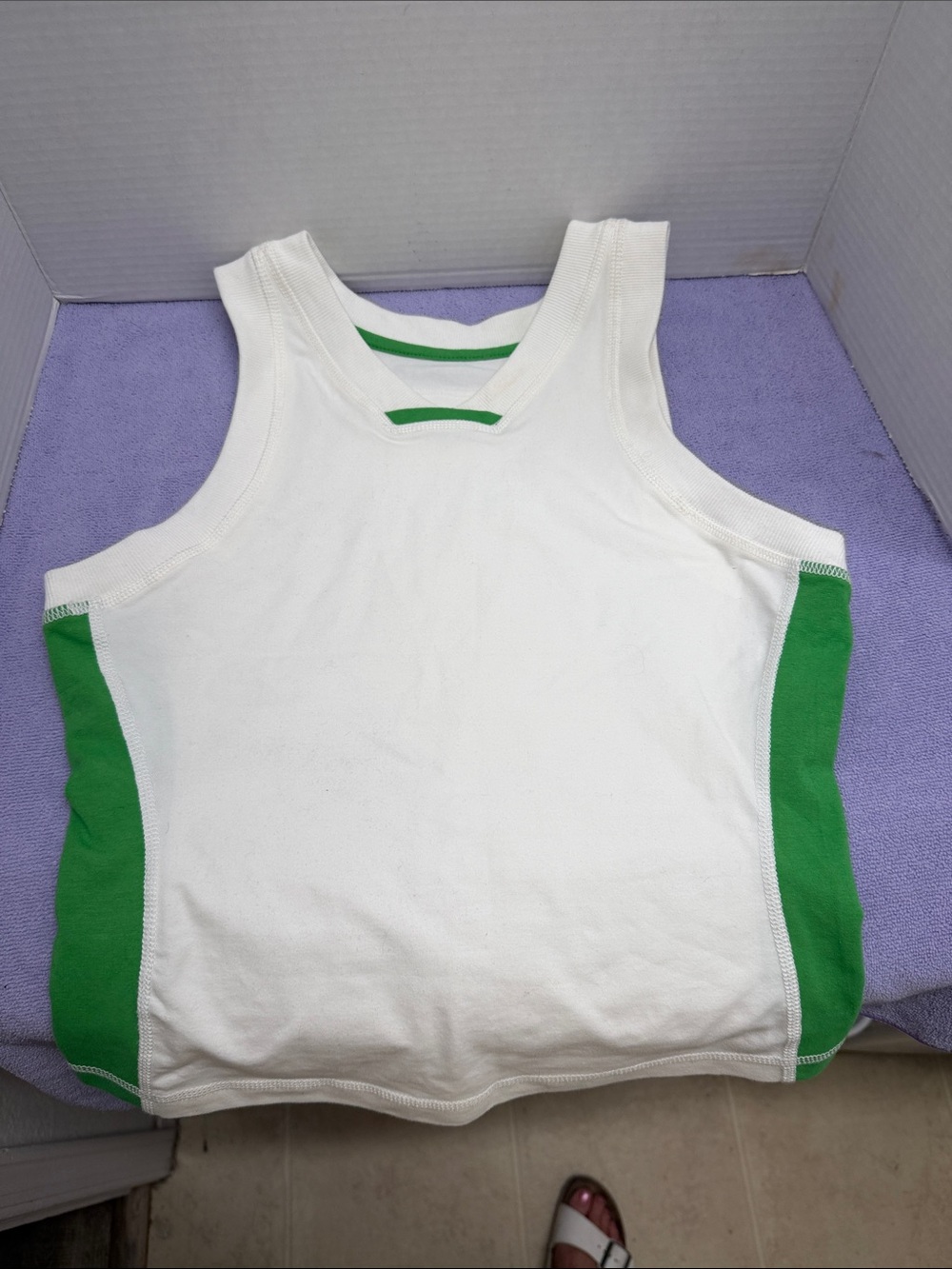 Free people movement . White Tank Top with Green Side Panels